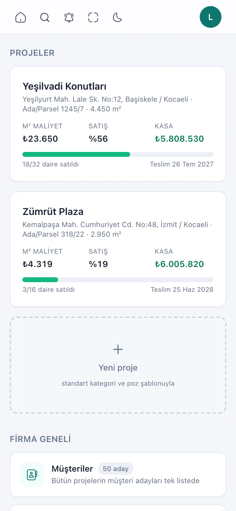 Telefonda firma ana ekranı